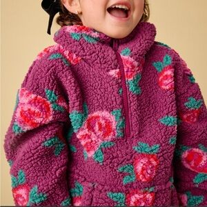 NWT Tea Collection Rose Teddy Fleece Pullover Girls Medium / 6-7